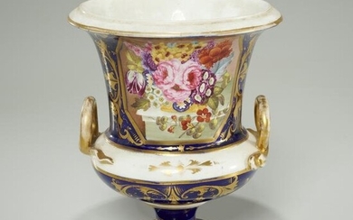 Antique Derby cobalt porcelain campana urn
