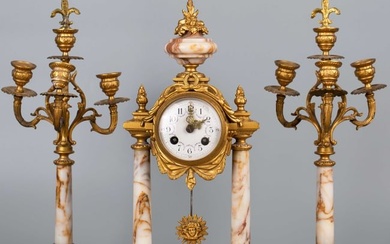 Antique French mantel clock set