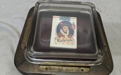 Antique Raleigh Cigarettes Pack Display Under Glass