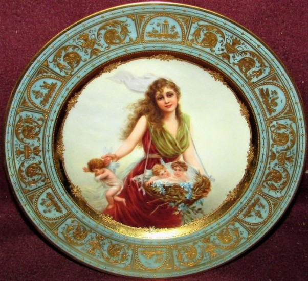 Antique Royal Porcelain Cabinet Plate Vienna Portrait