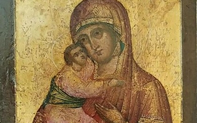 Antique Russian icon of Vladimir Mother of God
