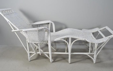 Antique Wicker Armed Chaise Lounge