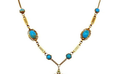 Antique Yellow Gold Diamond Enamel Turquoise Scarab