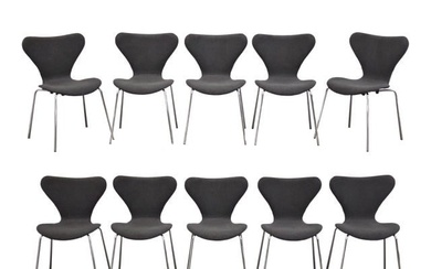 Arne Jacobsen Style Grey Dining Chairs - Set of 10