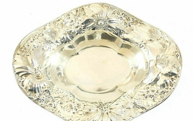 Art Nouveau Gorham Sterling Silver Floral Oval Dish