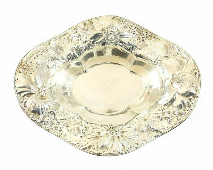 Art Nouveau Gorham Sterling Silver Floral Oval Dish