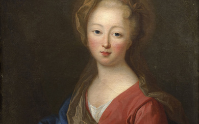 Attribué à Pierre GOBERT Fontainebleau, 1662 - Paris, 1744 Portrait de jeune femme sous les traits de la Vierge Marie lisant