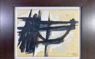 Attributed to Franz Kline Gouache on Cardboard Painting