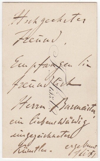 Autograph letter signed on his personal visiting card