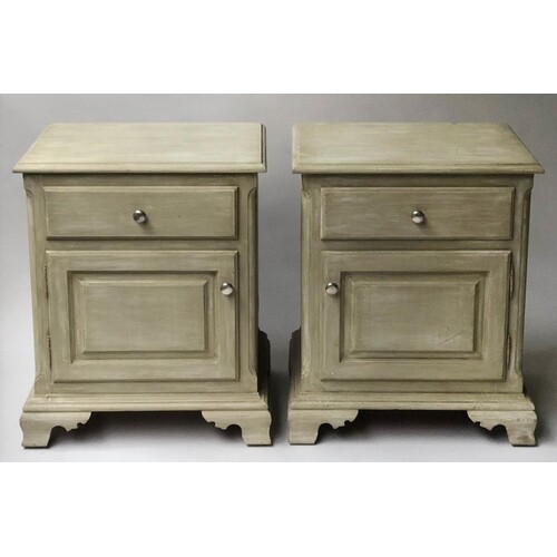 BEDSIDE CABINETS, a pair, 19th century style, traditionally ...