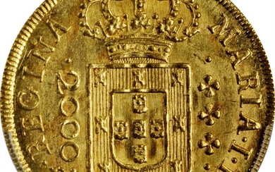 BRAZIL. 2000 Reis, 1792. Lisbon Mint. Maria I. PCGS MS-64 Gold Shield.