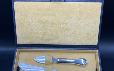 BVLGARI Set of 3 Sterling Cheese Knives Original case