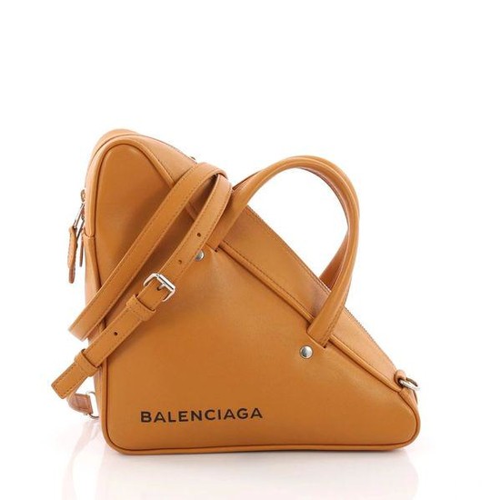 Balenciaga Triangle Duffle Bag Leather Small Pumpkin