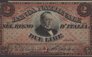 Banca Nazionale nel Regno d’Italia, a colour trial proof for 2 Lire,...