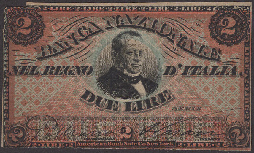 Banca Nazionale nel Regno d’Italia, a colour trial proof for 2 Lire,...