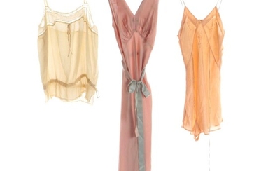 Barbizon Embroidered Silk Nightgown with Other Silk Chemise and Teddy
