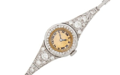 Belle Époque Platinum and Diamond Wristwatch