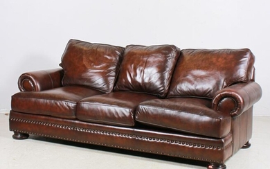 Bernhardt brown leather 3-seat sofa