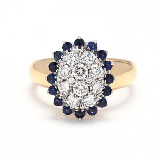 Bi-Color Gold, Diamond, and Sapphire Ring