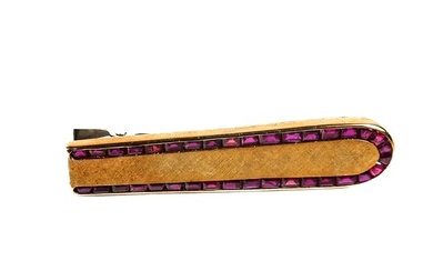 Bicolored Gold & Synthetic Ruby Tie Bar