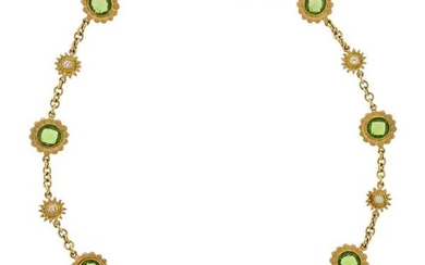 Bielka 18k Gold Peridot Diamond Sunflower Necklace