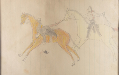Black Horse (Northern Cheyenne, 19th century) Ledger Drawing, Double-Sided