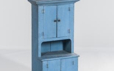 Blue-painted Child's Step-back Cupboard