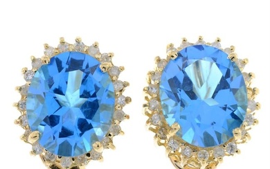 Blue topaz & diamond cluster earrings