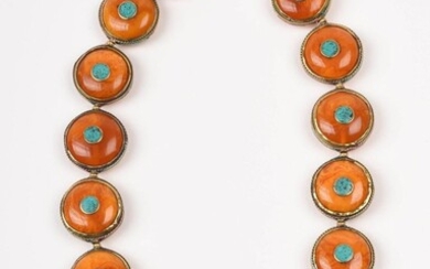 Bohemian Amber and Turquoise Necklace.
