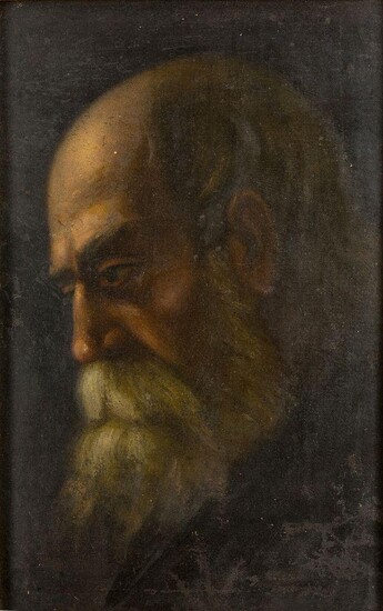 Bolognese School, late 17th century- Head study of a bearded man turned to the left; oil on canvas, 43.2 x 31 cm. Provenance: F. J. Ashworth, 76 Hampton Road, London.; Private Collection, UK.