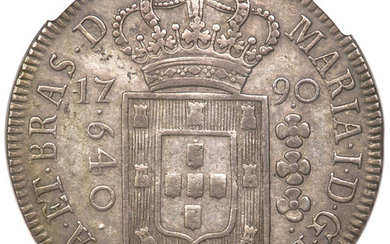 Brazil: , Maria I 640 Reis 1790-(L) AU50 NGC,...