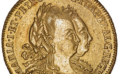 Brazil: , Maria I & Pedro III gold 3200 Reis 1781-B AU (Cleaned), ...