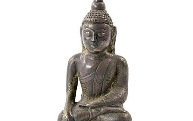 Buddha Shakyamuni-Darstellung aus Metall. THAILAND, 20. Jh.