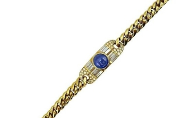Bulgari Yellow Gold Sapphire Diamond Chain Bracelet