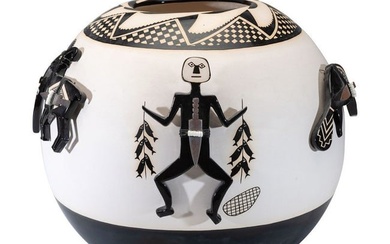 Bunny Tobias (American, b. 1963) Ceramic Mimbres-Style Pottery Jar