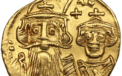Byzantine Empire, Constantinople AV Solidus - Constans II (AD 641-668), with Constantine IV