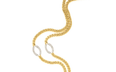 CHIMENTO, BICOLOR GOLD AND DIAMOND LONGCHAIN NECKLACE