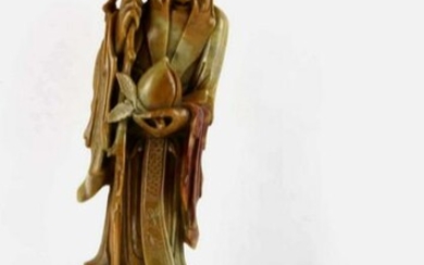 CHINESE FINE SOAPSTONE CARVED IMMORTAL FIGURE