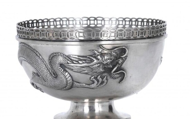CHINESE SHANGHAI BOWL IN SILVER, LATE 19TH CENTURY-EARLY 20TH CENTURY.