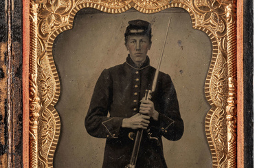 [CIVIL WAR]. Sixth plate tintype and CDV of Pvt. Watson W. Beach, 117th New York Infantry Regiment, MIA at Fort Gilmer.