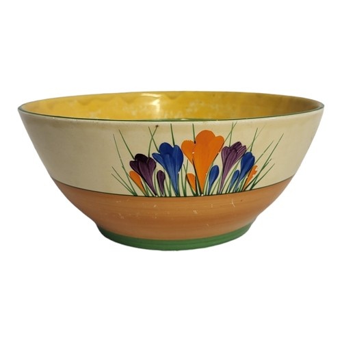 CLARICE CLIFF,AN ART DECO 'CROCUS' POTTERY BOWL hand painted...