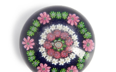 CLICHY PATTERNED MILLEFIORI GLASS PAPERWEIGHT, France, mid-19th century, ht. 2,...