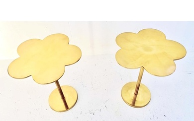 CLOVER LEAF SIDE TABLES, a pair, in gilt metal, 51cm H x 41c...