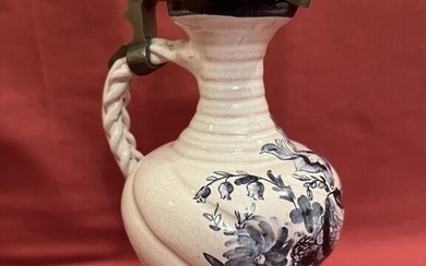 Carafe with metal cap and base Art nouveau decanter with a metal cap. Author;s work.