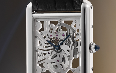 Cartier, Ref. W7200001 A very rare and technically impressive limited edition platinum skeletonized wristwatch with guarantee and presentation box
