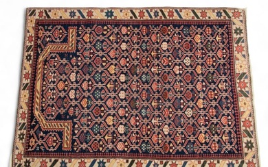 Caucasian Kuba Chi Chi Hand Woven Wool Prayer Rug, Ca. 1900, W 42" L 57.25"