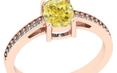 Certified 1.15 Ct GIA Certified Natural Fancy Yellow Diamond And White Diamond 14K Rose Gold