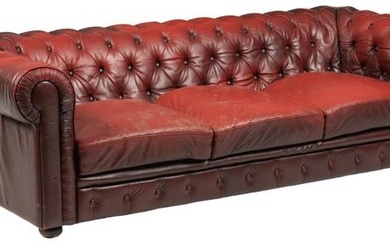 Chesterfield Style Red Tufted Sofa