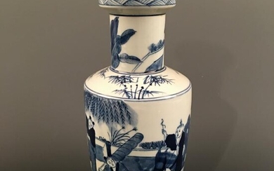 Chinese Blue-White 'Figure' Vase, Kangxi Mark