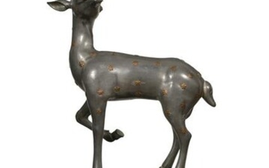 Chinese Pewter Statue of a Deer, 19th Century